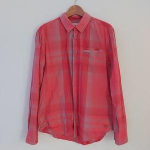 Guess Pink Plaid Dress Shirt